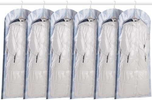 TAILI Sacos de armazenamento de vácuo pendurados Sacos de poupança de espaço, conjunto de 4 (2 longos, 2 curtos), sacos de vedação de vácuo transparente para roupas