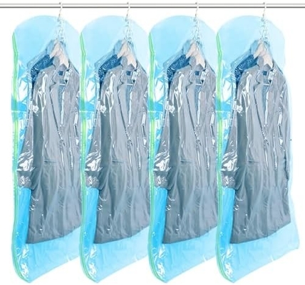 TAILI Sacos de armazenamento de vácuo pendurados Sacos de poupança de espaço, conjunto de 4 (2 longos, 2 curtos), sacos de vedação de vácuo transparente para roupas
