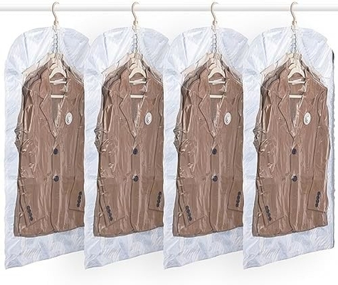 TAILI Sacos de armazenamento de vácuo pendurados Sacos de poupança de espaço, conjunto de 4 (2 longos, 2 curtos), sacos de vedação de vácuo transparente para roupas