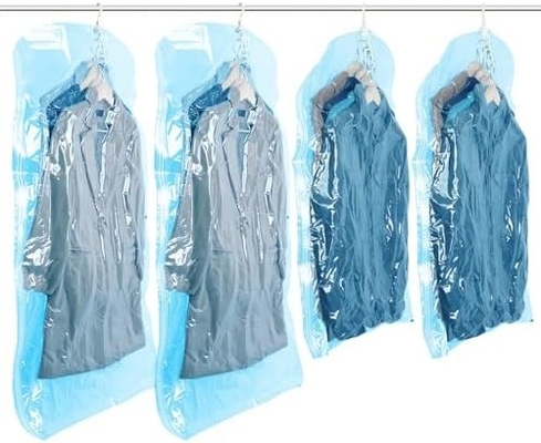 TAILI Sacos de armazenamento de vácuo pendurados Sacos de poupança de espaço, conjunto de 4 (2 longos, 2 curtos), sacos de vedação de vácuo transparente para roupas