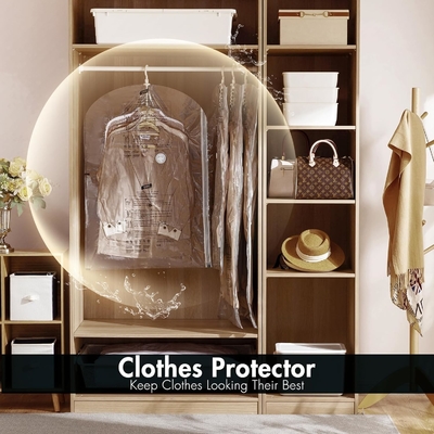 TAILI Sacos de armazenamento de vácuo pendurados Sacos de poupança de espaço, conjunto de 4 (2 longos, 2 curtos), sacos de vedação de vácuo transparente para roupas