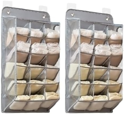 3D NUEVO ORGANIZADOR DE ARMÁRIO DURÁVEL COMPLETO DE POCAS DE MELHAS 3D, Prateleira de parede, guarda-roupa, saco de armazenamento pendurado (BEIGE-2PACK)