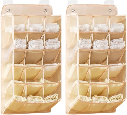 3D NUEVO ORGANIZADOR DE ARMÁRIO DURÁVEL COMPLETO DE POCAS DE MELHAS 3D, Prateleira de parede, guarda-roupa, saco de armazenamento pendurado (BEIGE-2PACK)