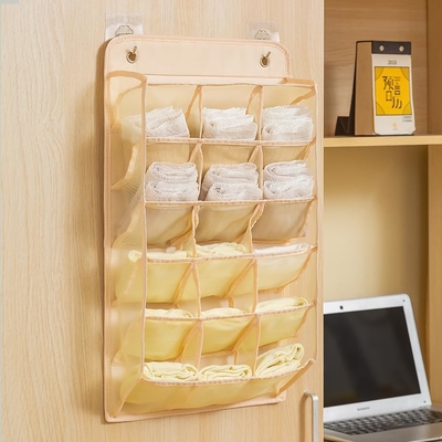 3D NUEVO ORGANIZADOR DE ARMÁRIO DURÁVEL COMPLETO DE POCAS DE MELHAS 3D, Prateleira de parede, guarda-roupa, saco de armazenamento pendurado (BEIGE-2PACK)