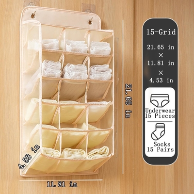 3D NUEVO ORGANIZADOR DE ARMÁRIO DURÁVEL COMPLETO DE POCAS DE MELHAS 3D, Prateleira de parede, guarda-roupa, saco de armazenamento pendurado (BEIGE-2PACK)