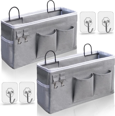 2 peças de cestas penduradas para organizar, cesto de armazenamento de tecido, organizador de parede para armário, cozinha, quarto, escritório,