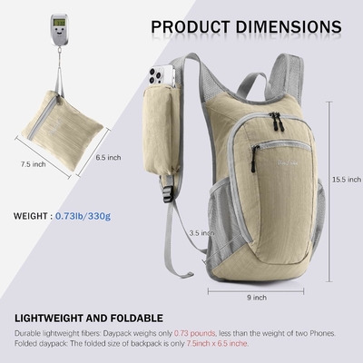 Mochila de caminhada pequena de 10L Mochila de viagem de dia Mochila leve de embalagem para mulheres Homens