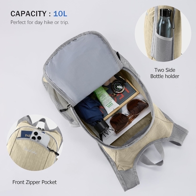 Mochila de caminhada pequena de 10L Mochila de viagem de dia Mochila leve de embalagem para mulheres Homens