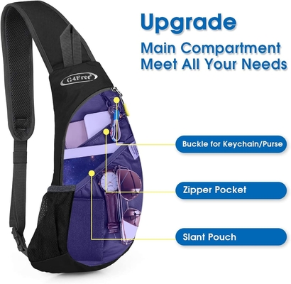 G4Free Sling Bags Homens e Mulheres Mochila de ombro Pequena Cruz Corpo Peito Mochila de Sling (Negro)