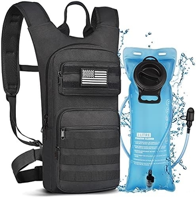 Mochila de hidratação com bexiga de água 3L TPU, Mochila de água Molle tática para homens Mulheres, Mochila de hidratação para caminhadas