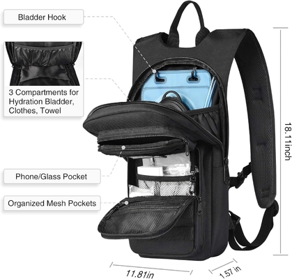 Mochila de hidratação com bexiga de água 3L TPU, Mochila de água Molle tática para homens Mulheres, Mochila de hidratação para caminhadas
