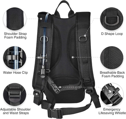 Mochila de hidratação com bexiga de água 3L TPU, Mochila de água Molle tática para homens Mulheres, Mochila de hidratação para caminhadas