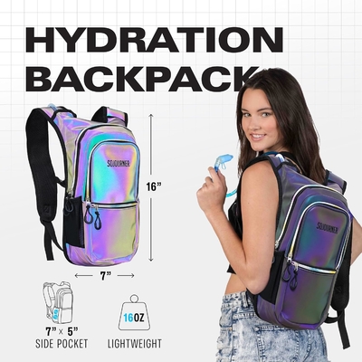 Sojourner Hydration Pack, Mochila de Hidratação - Mochila de água com 2 litros de bexiga de hidratação, Festival Essential - Rave