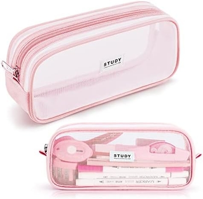 Caixa de lápis Kalidi Grid Mesh Caixa de lápis de grande capacidade Caixa de lápis grande Bolsa de lápis com fecho de fechadura Saco de papelada simples Caneta estética