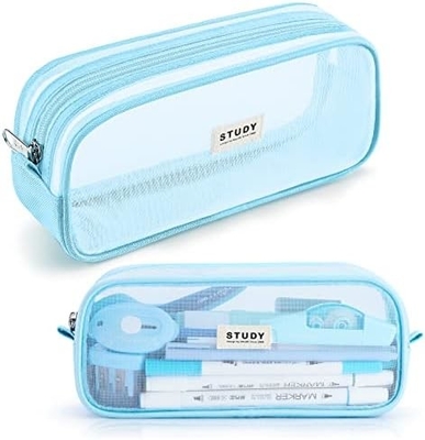 Caixa de lápis Kalidi Grid Mesh Caixa de lápis de grande capacidade Caixa de lápis grande Bolsa de lápis com fecho de fechadura Saco de papelada simples Caneta estética