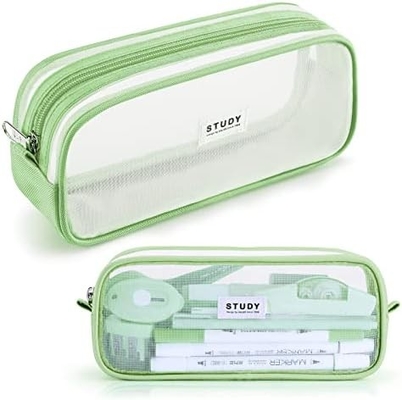 Caixa de lápis Kalidi Grid Mesh Caixa de lápis de grande capacidade Caixa de lápis grande Bolsa de lápis com fecho de fechadura Saco de papelada simples Caneta estética