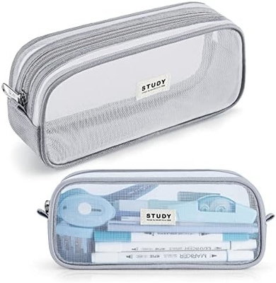 Caixa de lápis Kalidi Grid Mesh Caixa de lápis de grande capacidade Caixa de lápis grande Bolsa de lápis com fecho de fechadura Saco de papelada simples Caneta estética