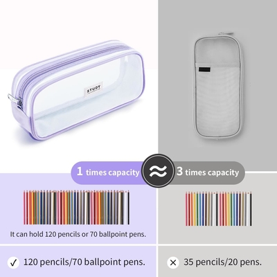 Caixa de lápis Kalidi Grid Mesh Caixa de lápis de grande capacidade Caixa de lápis grande Bolsa de lápis com fecho de fechadura Saco de papelada simples Caneta estética