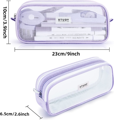 Caixa de lápis Kalidi Grid Mesh Caixa de lápis de grande capacidade Caixa de lápis grande Bolsa de lápis com fecho de fechadura Saco de papelada simples Caneta estética