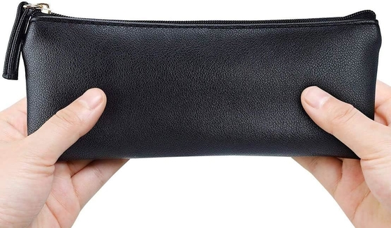 MROCO Caixa de lápis Caixa de lápis preto Caixa de lápis PU Caixa de lápis de couro Caixa de fechadura pequena Caixa para lápis, canetas, marcadores, Makeu