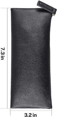 MROCO Caixa de lápis Caixa de lápis preto Caixa de lápis PU Caixa de lápis de couro Caixa de fechadura pequena Caixa para lápis, canetas, marcadores, Makeu