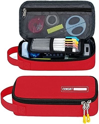 ECHSRT Caixa de lápis grande, bolso de caneta estética com grande capacidade, saco de papelada portátil minimalista com alça para