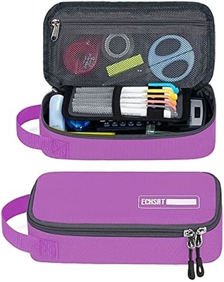 ECHSRT Caixa de lápis grande, bolso de caneta estética com grande capacidade, saco de papelada portátil minimalista com alça para