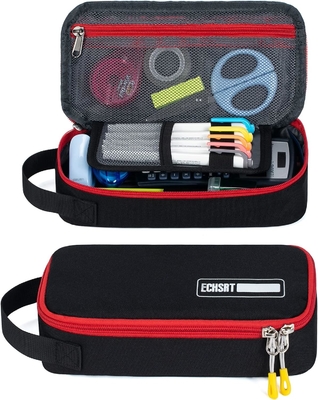 ECHSRT Caixa de lápis grande, bolso de caneta estética com grande capacidade, saco de papelada portátil minimalista com alça para