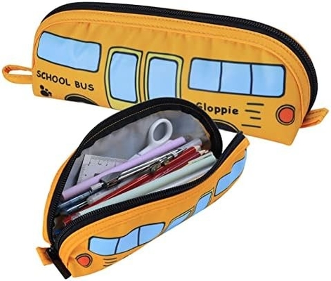 Gloppie Cute Casca de lápis Kawaii Bolsa de lápis Casca de lápis pequeno Sacos de lápis simples com Caixa de lápis Zipper Casca de lápis de ônibus