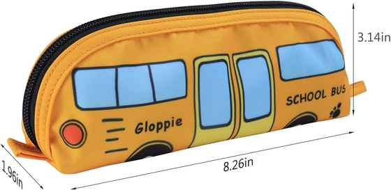 Gloppie Cute Casca de lápis Kawaii Bolsa de lápis Casca de lápis pequeno Sacos de lápis simples com Caixa de lápis Zipper Casca de lápis de ônibus