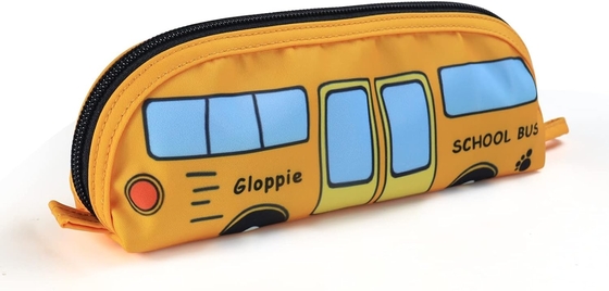 Gloppie Cute Casca de lápis Kawaii Bolsa de lápis Casca de lápis pequeno Sacos de lápis simples com Caixa de lápis Zipper Casca de lápis de ônibus