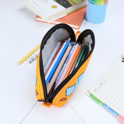 Gloppie Cute Casca de lápis Kawaii Bolsa de lápis Casca de lápis pequeno Sacos de lápis simples com Caixa de lápis Zipper Casca de lápis de ônibus