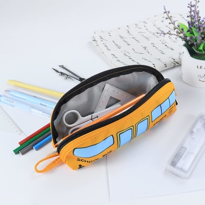Gloppie Cute Casca de lápis Kawaii Bolsa de lápis Casca de lápis pequeno Sacos de lápis simples com Caixa de lápis Zipper Casca de lápis de ônibus