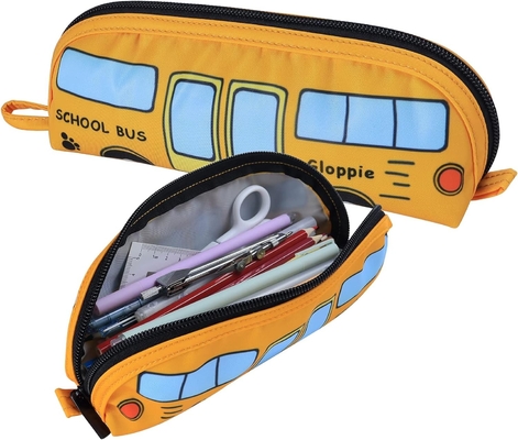 Gloppie Cute Casca de lápis Kawaii Bolsa de lápis Casca de lápis pequeno Sacos de lápis simples com Caixa de lápis Zipper Casca de lápis de ônibus