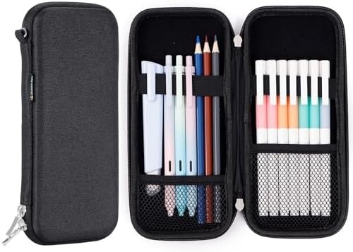 Idream365 Upgraded Hard Pencil Case Box For Adluts,Durable Pen Carrying Case with Zipper-Black (Caixa para lápis dura com fecho)
