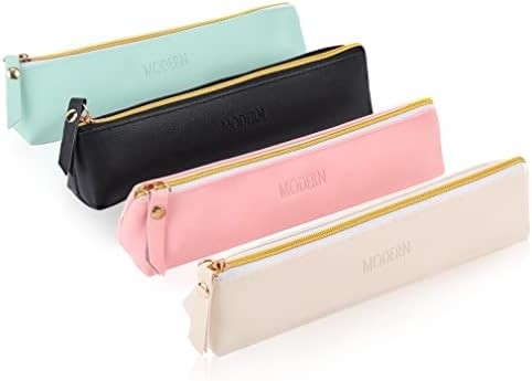 ISuperb 4 Pcs Pequena Caixa de Lápis PU Couro Lápis Bolsa Impermeável Organizador Saco de Armazenamento Bolsa Cosmética Zipper Para Mulheres