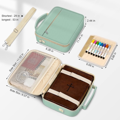 FINPAC Large Bible Cover w/Shoulder Strap, Carrying Book Case Church Bag Bible Protective w/Pen Slots and Zippered (Capa da Bíblia grande com cinto de ombro, caixa de carregamento de livros, saco de igreja)