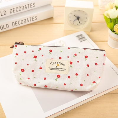 Caixa de lápis, linda flor floral tela fechadura Caixa de lápis Fabric adorável flor árvore bolsas de caneta suprimentos 4 Pcs