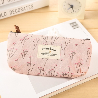 Caixa de lápis, linda flor floral tela fechadura Caixa de lápis Fabric adorável flor árvore bolsas de caneta suprimentos 4 Pcs