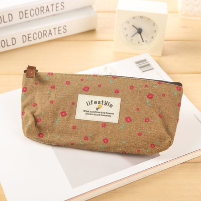 Caixa de lápis, linda flor floral tela fechadura Caixa de lápis Fabric adorável flor árvore bolsas de caneta suprimentos 4 Pcs