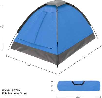 Tenda Dome para 2 pessoas, abrigo fácil de montar com mosca de chuva e saco de transporte para acampar, praia, mochila, caminhadas,