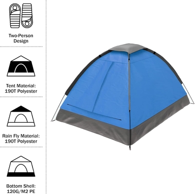 Tenda Dome para 2 pessoas, abrigo fácil de montar com mosca de chuva e saco de transporte para acampar, praia, mochila, caminhadas,