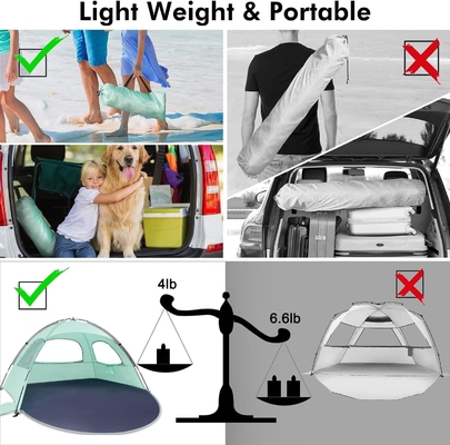 Tenda de praia WhiteFang Anti-UV Shelter de sombra solar portátil para 3/4/6 pessoas, piso extensivel com 3 malhas de ventilação