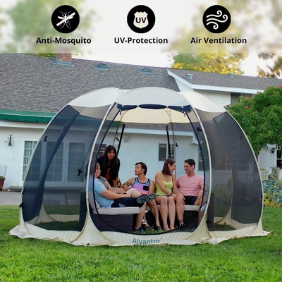 Alvantor Screen House Quarto de Camping Tenda ao ar livre Canopy Pop Up Shade Hexagon Shelter Mesh Paredes Não Impermeável 6'x6'