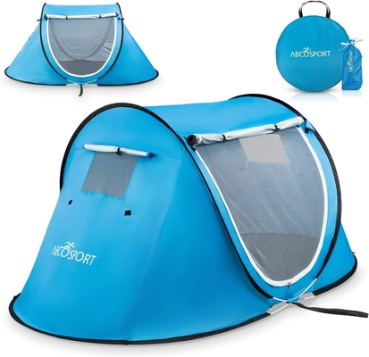 Abco Pop Up Tent para 2 pessoas - Cabana portátil com 2 portas, resistente à água e proteção UV, saco de transporte - Sky Blue