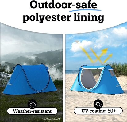 Abco Pop Up Tent para 2 pessoas - Cabana portátil com 2 portas, resistente à água e proteção UV, saco de transporte - Sky Blue