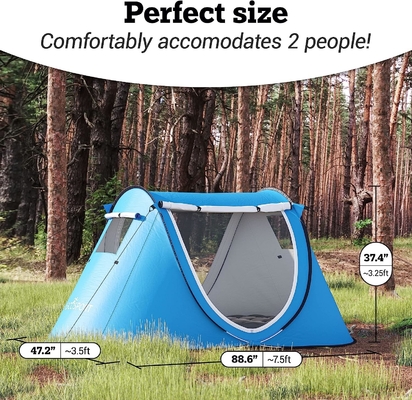 Abco Pop Up Tent para 2 pessoas - Cabana portátil com 2 portas, resistente à água e proteção UV, saco de transporte - Sky Blue