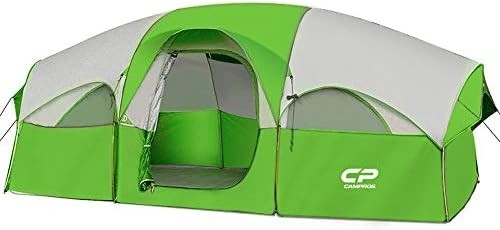 CAMPROS CP Tenda de acampamento para 8 pessoas Tenda familiar resistente a intempéries 5 Janela de malha grande, camada dupla, dividida