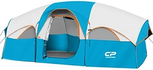 CAMPROS CP Tenda de acampamento para 8 pessoas Tenda familiar resistente a intempéries 5 Janela de malha grande, camada dupla, dividida