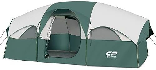 CAMPROS CP Tenda de acampamento para 8 pessoas Tenda familiar resistente a intempéries 5 Janela de malha grande, camada dupla, dividida